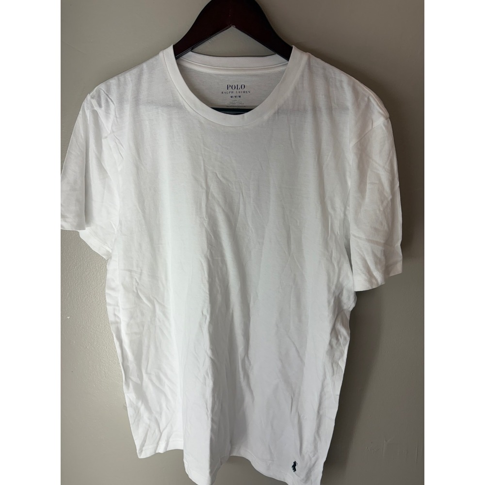 Polo Ralph Lauren Mens Classic Fit White Cotton Crew Neck T-Shirt Size Medium
